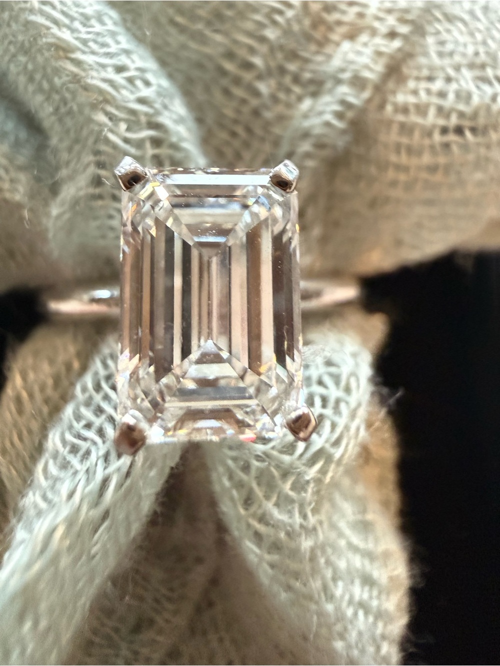 14K White Gold 2.09 CT Lab Diamond Emerald Cut Ring